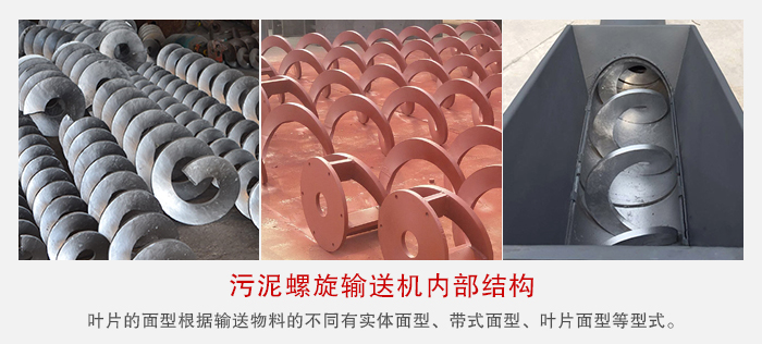 污泥螺旋輸送機(jī)不同的粘性的物料對應(yīng)不同材質(zhì)的螺旋葉片。